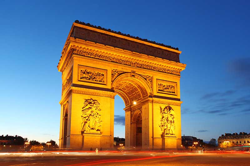Arc de Triomphe in Paris at Sunset